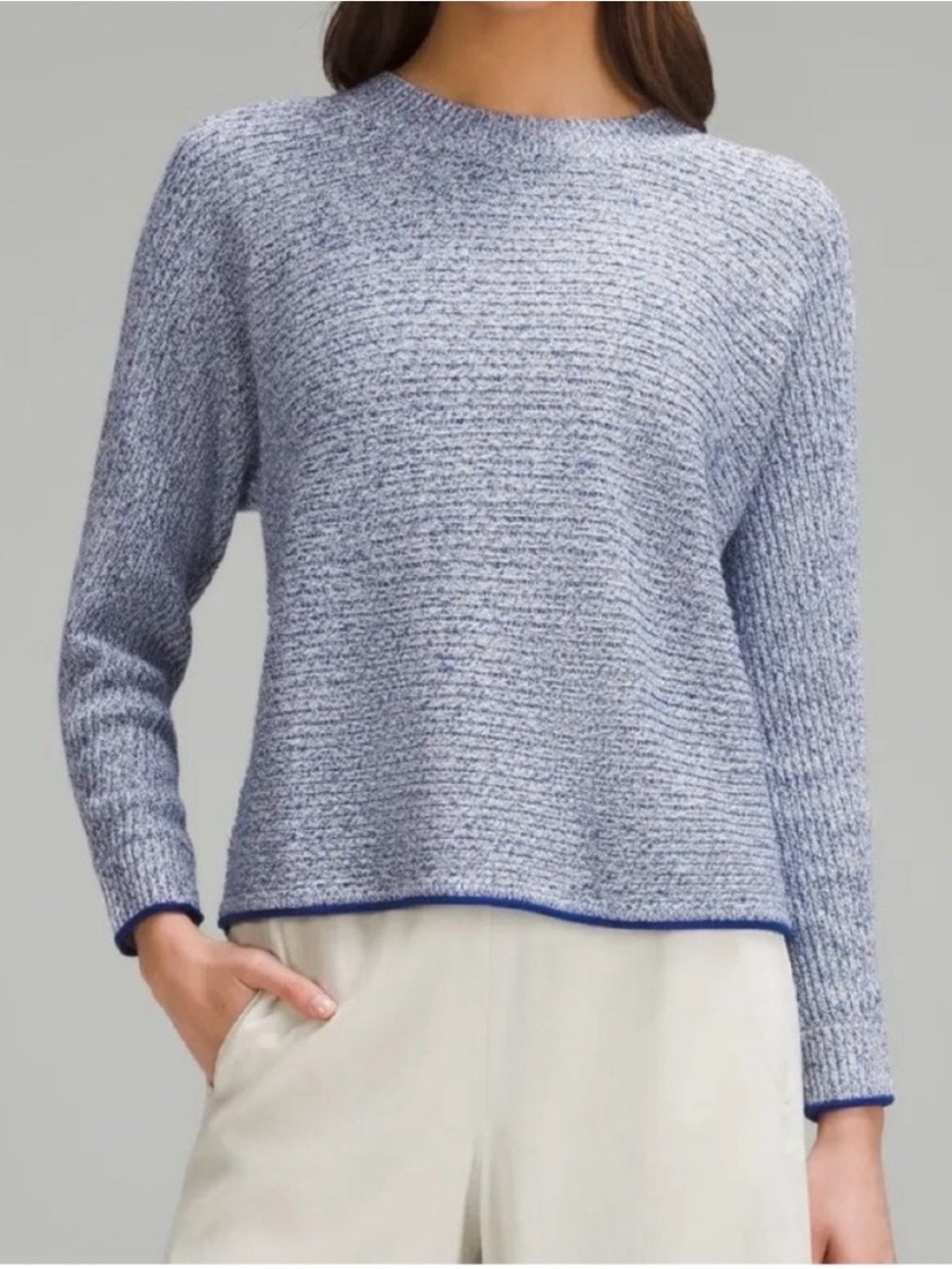 Women’s Lululemon Silk Blend Blue Cable Pullover Crewneck Sweater XS